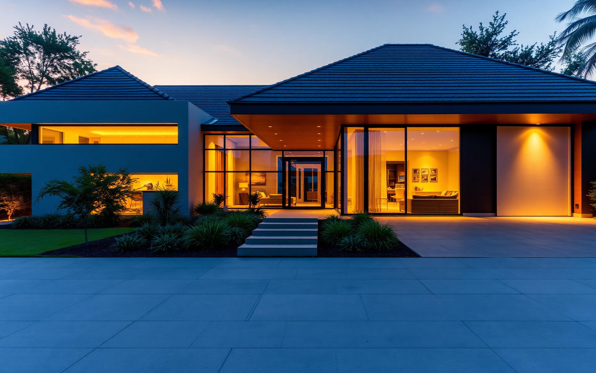Contemporary Conarchy home in Harare at dusk